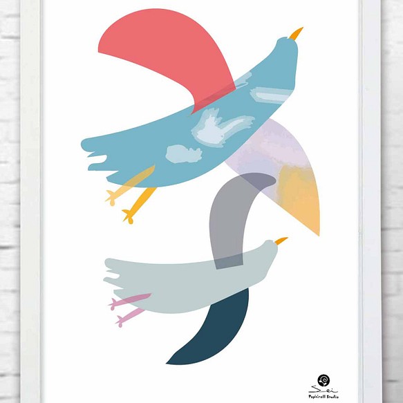 空高く ポスター アートポスター アート 結婚祝い 新築祝い 鳥 604 イラスト Sei 通販 Creema クリーマ ハンドメイド 手作り クラフト作品の販売サイト