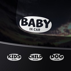 BABY in Car - 楕円ポップ【車用ステッカー・ベビーインカー、キッズ、チャイルド、ドッグ】 1枚目の画像