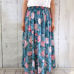 芍薬のコットンリネンのロングスカート 1枚目の画像