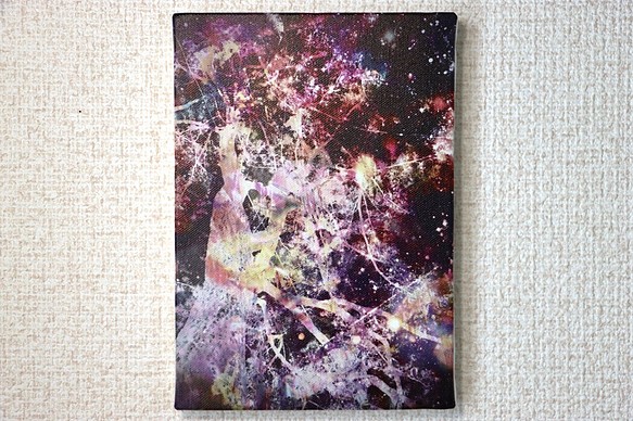 「巨樹と銀河」Ａ５サイズ　キャンパスプリント　アート　インテリア　巨樹　星　銀河　自然　夜　光　コンパクト　輝き 1枚目の画像