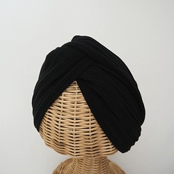 頭巾（結）☆羅紋針織隨機黑色 第1張的照片