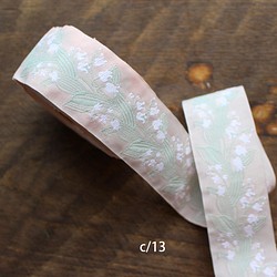 德國kafka[50cm學分]大約寬度40mm/鈴蘭花紋Tyrolean tape kafka ribbon 296 c/13 第1張的照片
