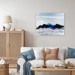 [激安の海外正規品] 海　空　雲　ブルー　グレー　抽象画　北欧　アート　インテリア　おしゃれ　ホテル 絵画/タペストリ