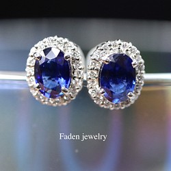 Pt900 サファイアダイヤモンドピアス ピアス（スタッド・一粒） Faden jewelry 通販｜Creema(クリーマ)