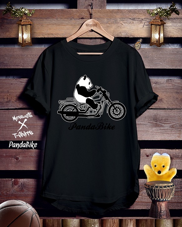 パンダバイク黒Tシャツ「PandaBike」 Tシャツ ｢MessagE｣ 通販｜Creema