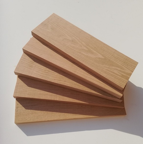 ホワイトオーク5枚セット(短材、両面プレーナー仕上)木材　端材　素材　DIY 1枚目の画像