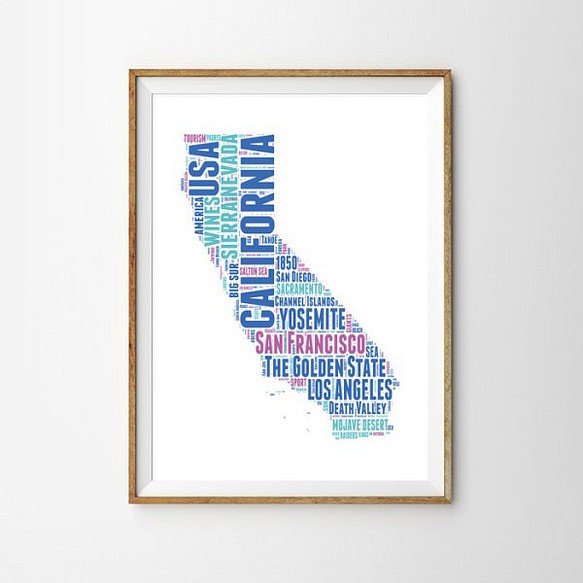 カリフォルニア 地域ネーミング ポスター(BLUE) 1枚目の画像