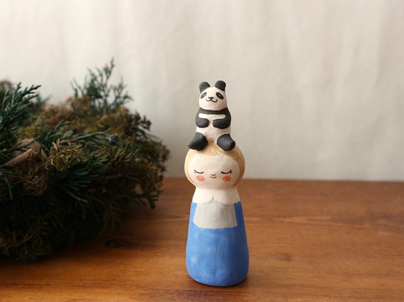 陶器で作った人形   noru doll ( ノルドール )  　パンダ 1枚目の画像