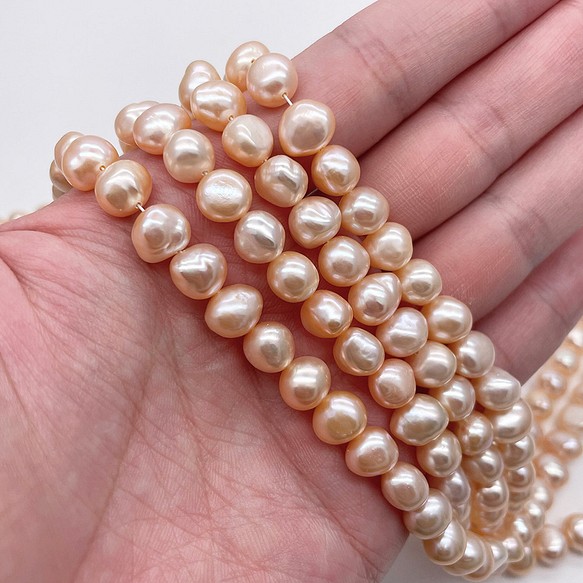金色の真珠のネックレス9.0-10mmラウンド 大粒 ラウンドパール56