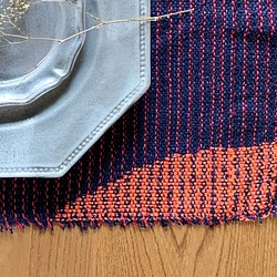 手工編織午餐墊“深藍紅混” 第1張的照片