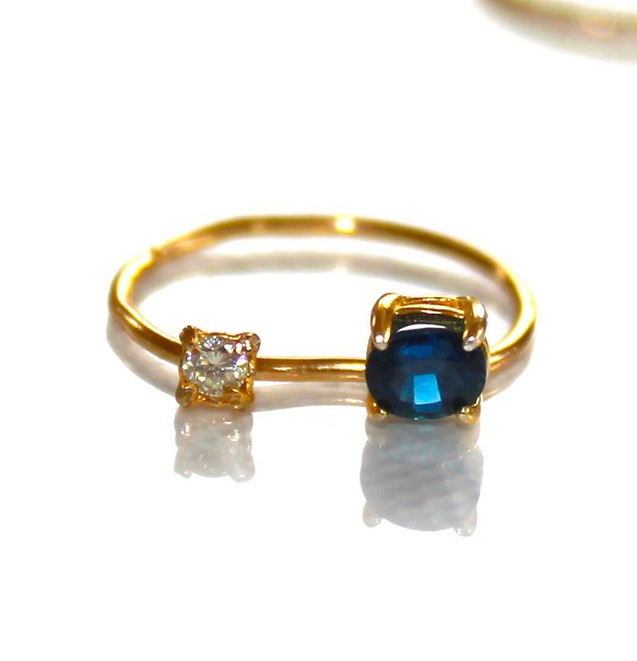 - beautifull precious - k10 Diamond & Sapphire Ring 1枚目の画像