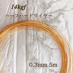 高品質　14kgf  ハーフハードワイヤー　0.3mm 5m アクセサリー素材　金属アレルギー対応　素材　14KGF 1枚目の画像