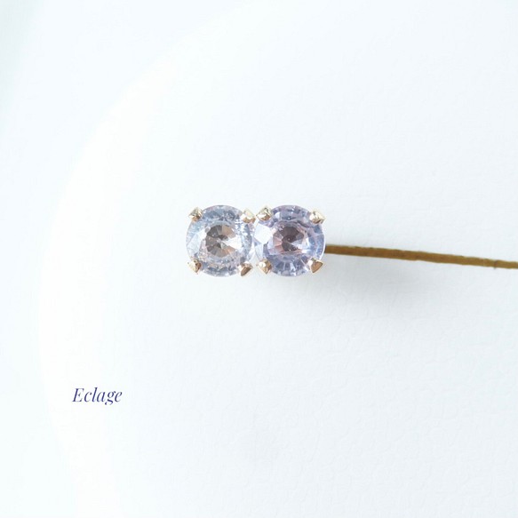 14kgf〉ライトブルーサファイアのピアス（4mm）A ピアス（スタッド・一