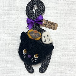 【送料無料】壁掛け人形  ハロウィン黒猫03 1枚目の画像