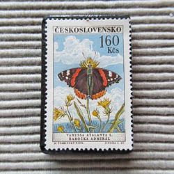 チェコスロバキア　蝶切手ブローチ8252 1枚目の画像