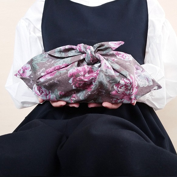 免費送貨花卉帆布 [玫瑰] 略大的 Adzuma 包 ~ 溫柔的觸感 ~ 午餐袋環保袋 第1張的照片