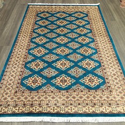 新品　爽やかなブルーカラーが美しい　高級ラグ　パキスタン手織り絨毯　140x210cm　#872 1枚目の画像