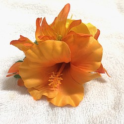 ハワイアン髪飾り フラダンス  ハイビスカス髪飾り(オレンジ) 1枚目の画像