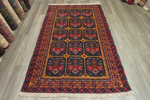 スノーブルー 【新品未使用】アフガニスタン産 バルーチ絨毯 ラグ
