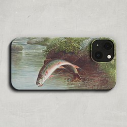 スマホケース / サミュエル A キルボーン「飛び跳ねる カワマス」 iPhone 全機種対応 魚 渓流 釣り 鱒 絵 1枚目の画像