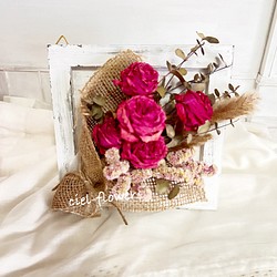 ドライフラワーのバラの花束の額縁　2ウェイ　送料無料 1枚目の画像