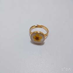 フリーサイズの指輪【金・お花シリーズ・青緑】 1枚目の画像