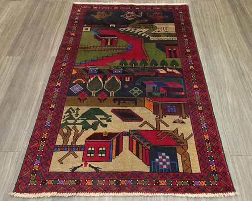 シンプルでおしゃれ Military rug アフガンwar 手織り絨毯129cmx184cm