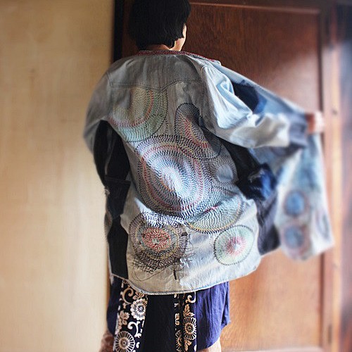 SAYOCAFE＋R/総刺し子のデニムロングジャケット コート・ジャケット 衣 