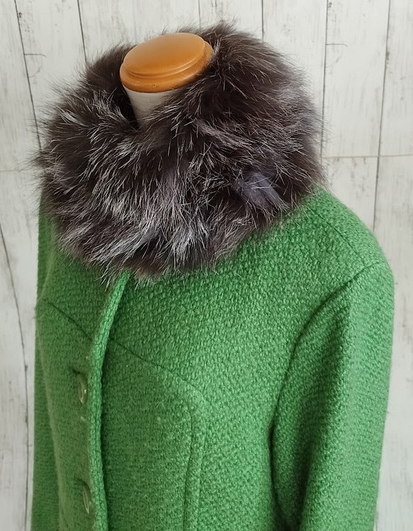 ¶ new antique fur ¶ ブルーグレー染めシルバーフォックス編み込みストレッチスヌード/ネックウォーマー