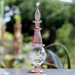 GOLD［Mサイズ］エジプトガラス香水瓶 パフュームボトル アロマオイル ピンク 1枚目の画像