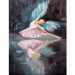 手描き・原画・油彩〈バレエダンサー～白鳥の湖〉 1枚目の画像