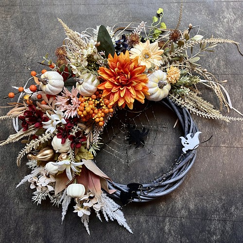 No.wreath-15467/ハロウィンリース22-(4) クモの巣42x45cm/アーティ