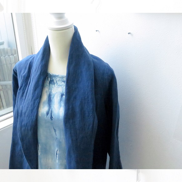 天然藍染の麻ジャケット：濃藍 ジャケット ゆきのこうげい 通販 ...