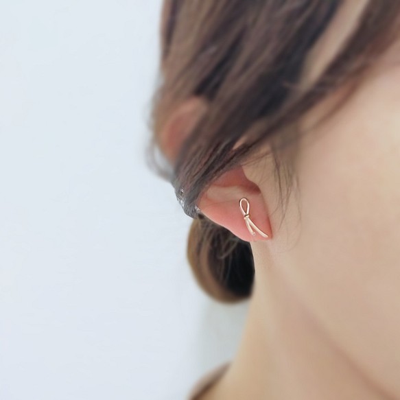 Pink gold* シンプルキレイめ♡小粒リボンのピアス・ノンホールピアス