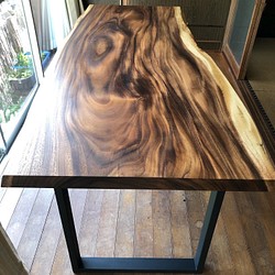 アイアン脚付き！楠木一枚板センターテーブル！ ローテーブル