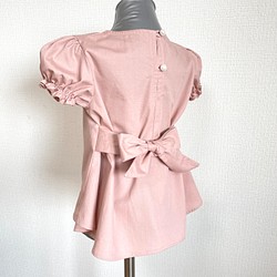3wayで使えるリボンブラウス　100㎝　110㎝　120㎝　ピンク　コットン　子供服　半袖　シャツ　パフスリーブ 1枚目の画像