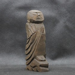 仏像 円空仏 木彫 善財童子（16cm 着色 jk3308）