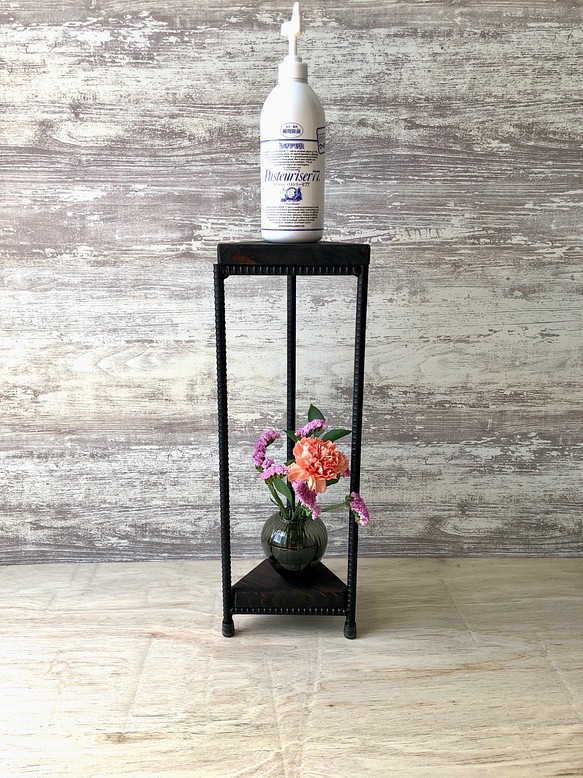 すみっこアルコールスタンド　消毒置き　サイドテーブル　花瓶　トイレ　アイアン　インダストリアル 1枚目の画像