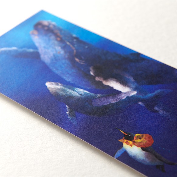 ポストカード［旅の親子クジラ］横長 封筒付き 1枚目の画像