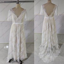 スレンダーライン ウェディングドレス 二次会 結婚式ドレス F031 1枚目の画像