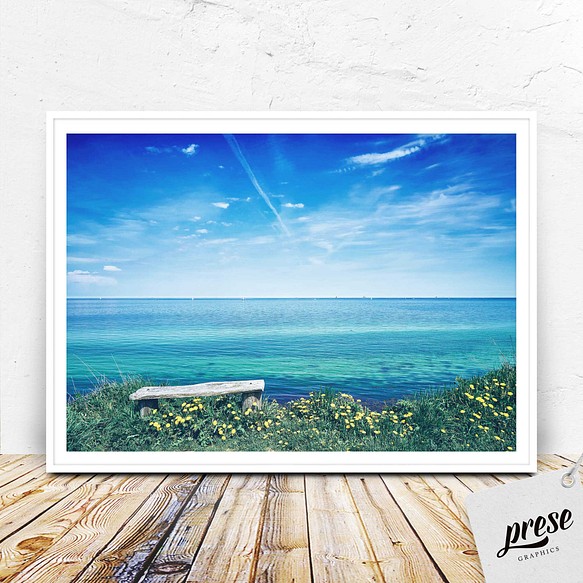 青い空と海、元気をくれる風景 アートプリントポスター 1枚目の画像