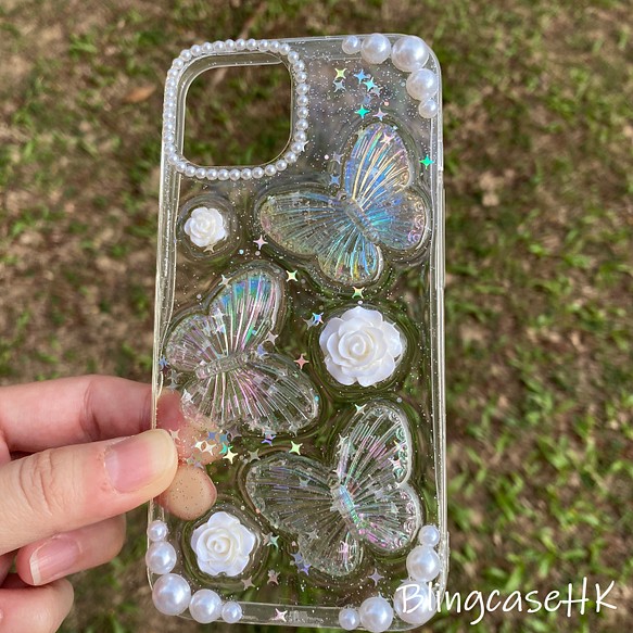 送料無料 キラキラ 蝶 パール 樹脂 Iphone 12 13 14 Samsung 22 ケース クリア スマホケース Iphoneケース カバー Blingcasehk 通販 Creema クリーマ ハンドメイド 手作り クラフト作品の販売サイト