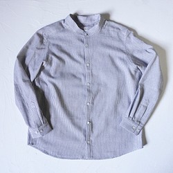 二色刺子コットンシャツ(白黒)　/ 知多木綿 1枚目の画像
