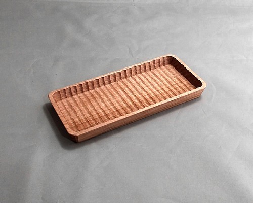 我谷盆 胡桃 20×9×2cm ナチュラル ペントレイ お盆 トレイ 木地盆