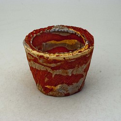 陶器製（２.5号ポット相当）植木鉢 PScミカゲ-ブラウン＆グレー＆イエロー 4944 1枚目の画像