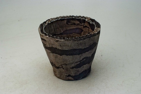 陶器製（3号ポット相当） #植木鉢 ミカゲ SMMc-ブラック＆グレー 4948 1枚目の画像
