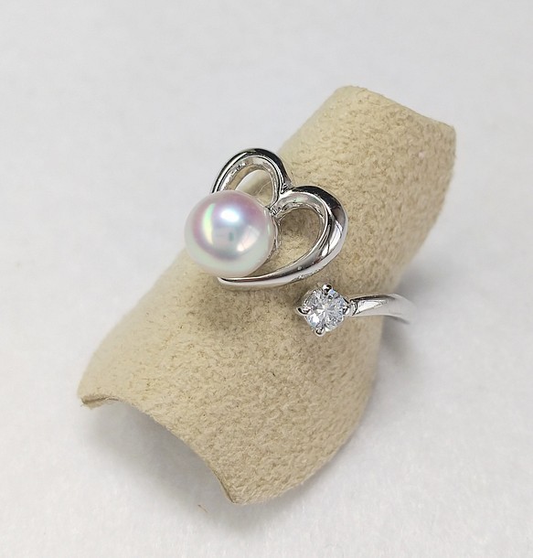 SV】ハート型リング［あこや真珠5.9mm］ 指輪・リング Maruyama Pearl