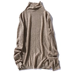 【7色】ハイネックセーター　柔らかくて薄い　ニットセーター　シンプルセーター　ウール混紡 キャメル＃L090KM 1枚目の画像