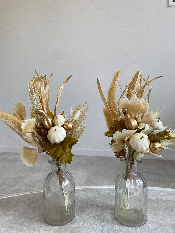 ＜送料無料＞　一点限り　Creema福袋/　セピアホワイトのハロウィン花束　２つセット 1枚目の画像