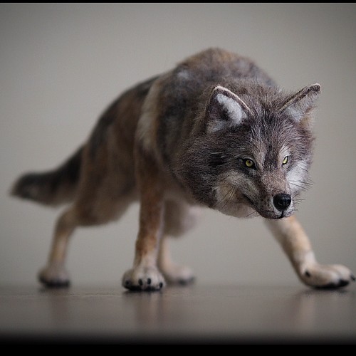 羊毛フェルト ハンドメイド 灰色オオカミ 狼 ウルフドッグ 羊毛 